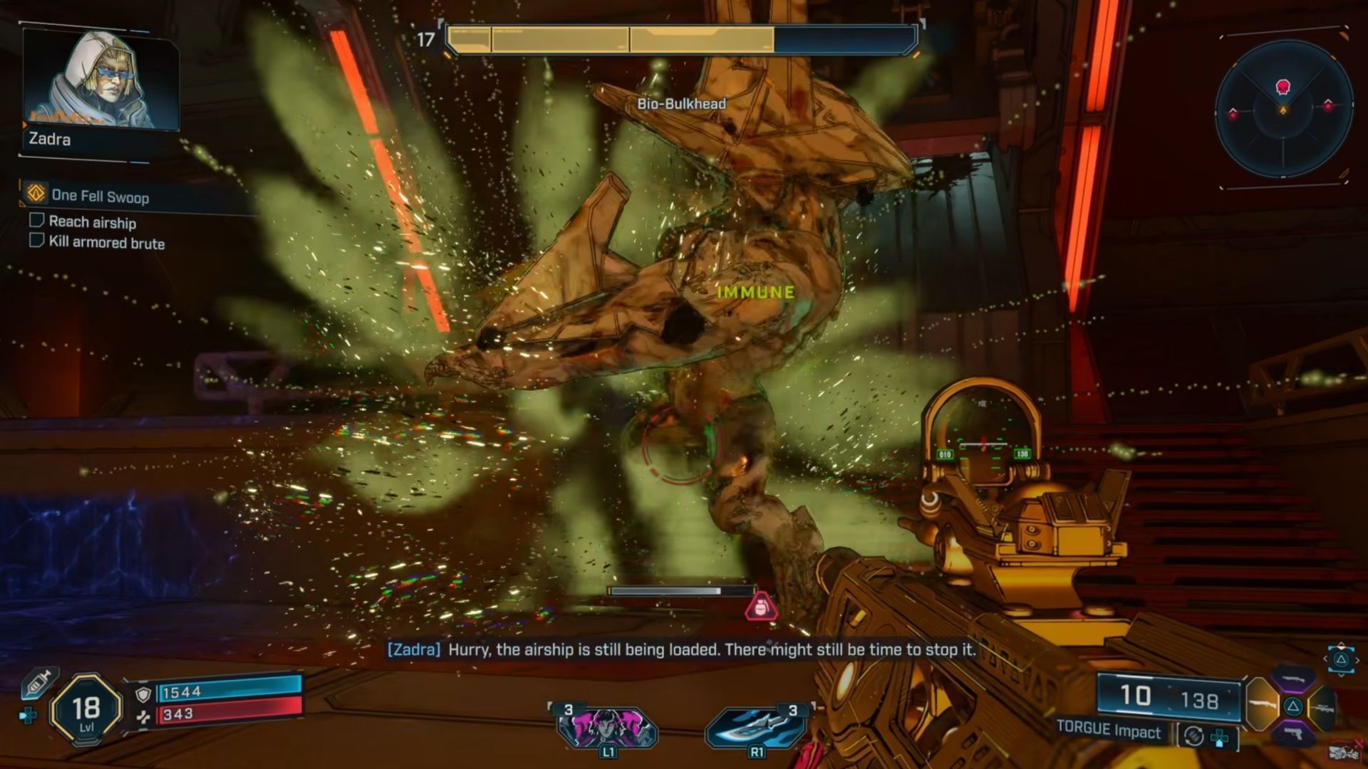 Anytime the Bio-Bulkhead stops taking damage, throw a canister at it (Image via 2K Games)