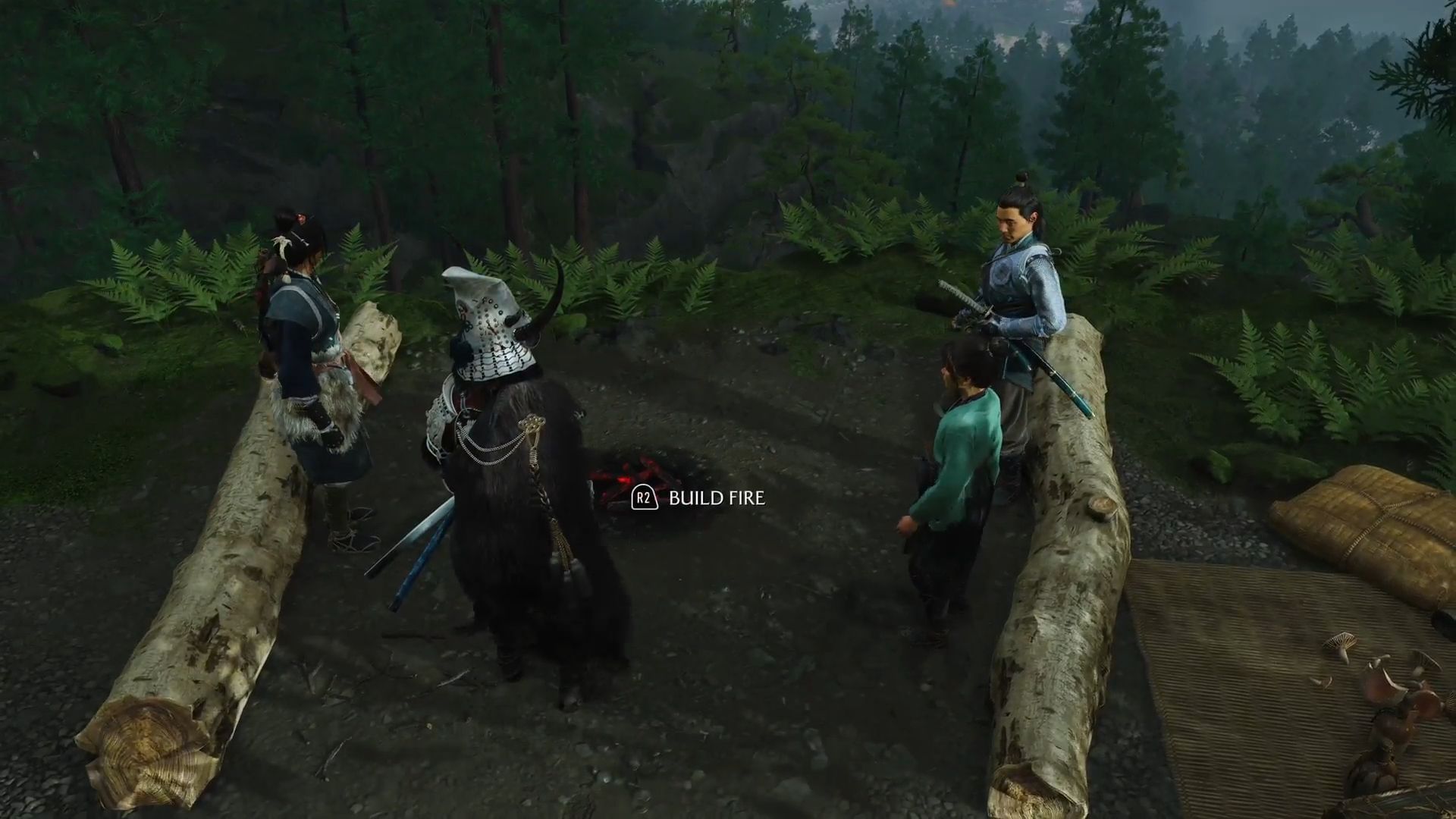 Spending time with the family in A Wolf&#039;s Pack quest (Image via Sportskeeda Gaming || Sucker Punch)