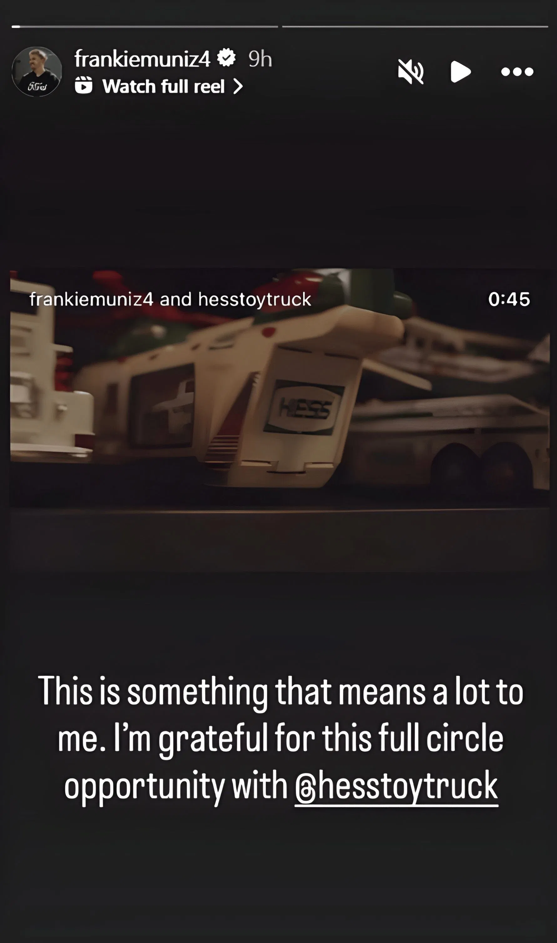Frankie Muniz story on Instagram. Source: @frankiemuniz4