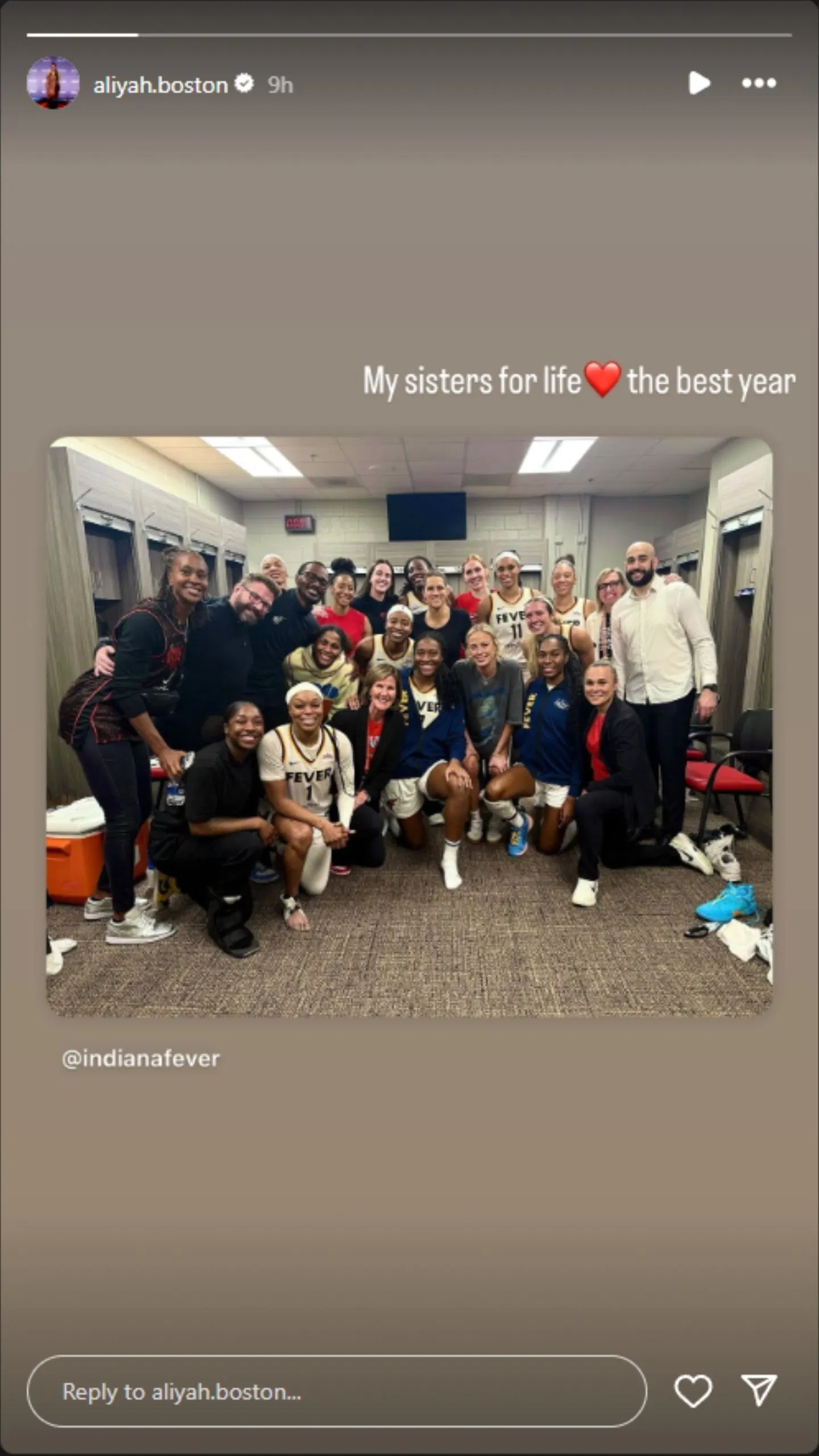 Aliyah Boston shared this on her IG stories. (Photo: @aliyah.boston on IG)