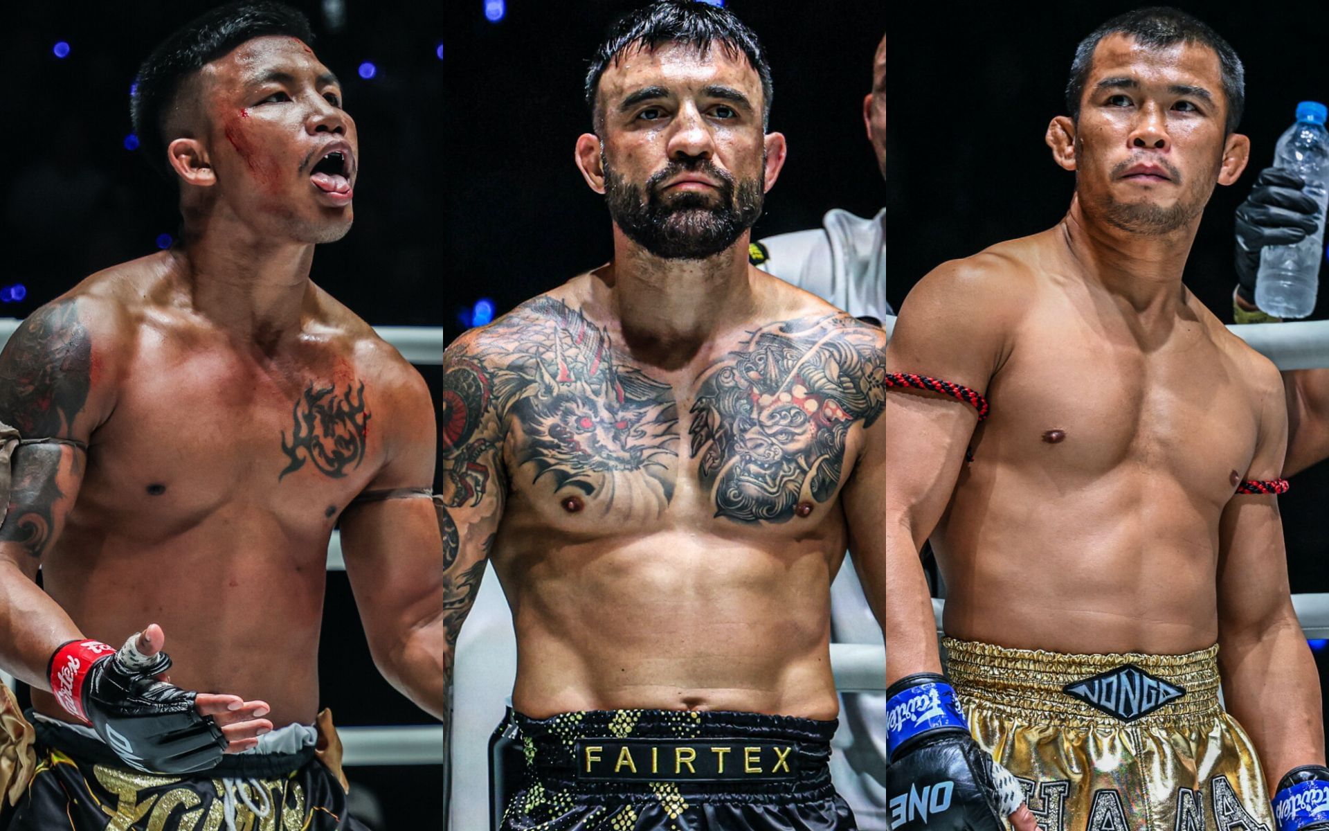 From left to right: Rodtang, Denis Puric, Nong-O | Image by ONE Championship