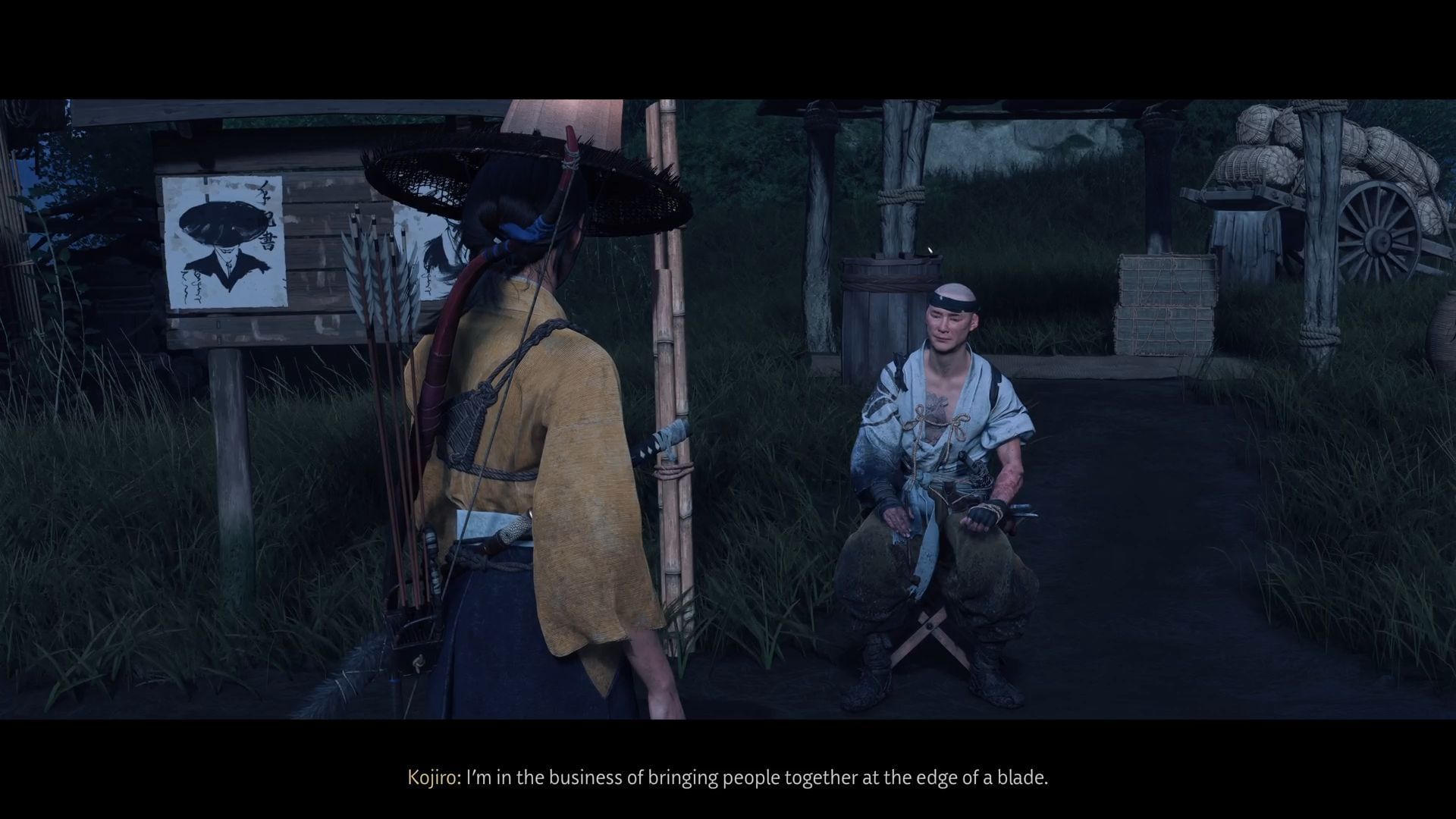Atsu interacting with an NPC (Image via Sucker Punch)