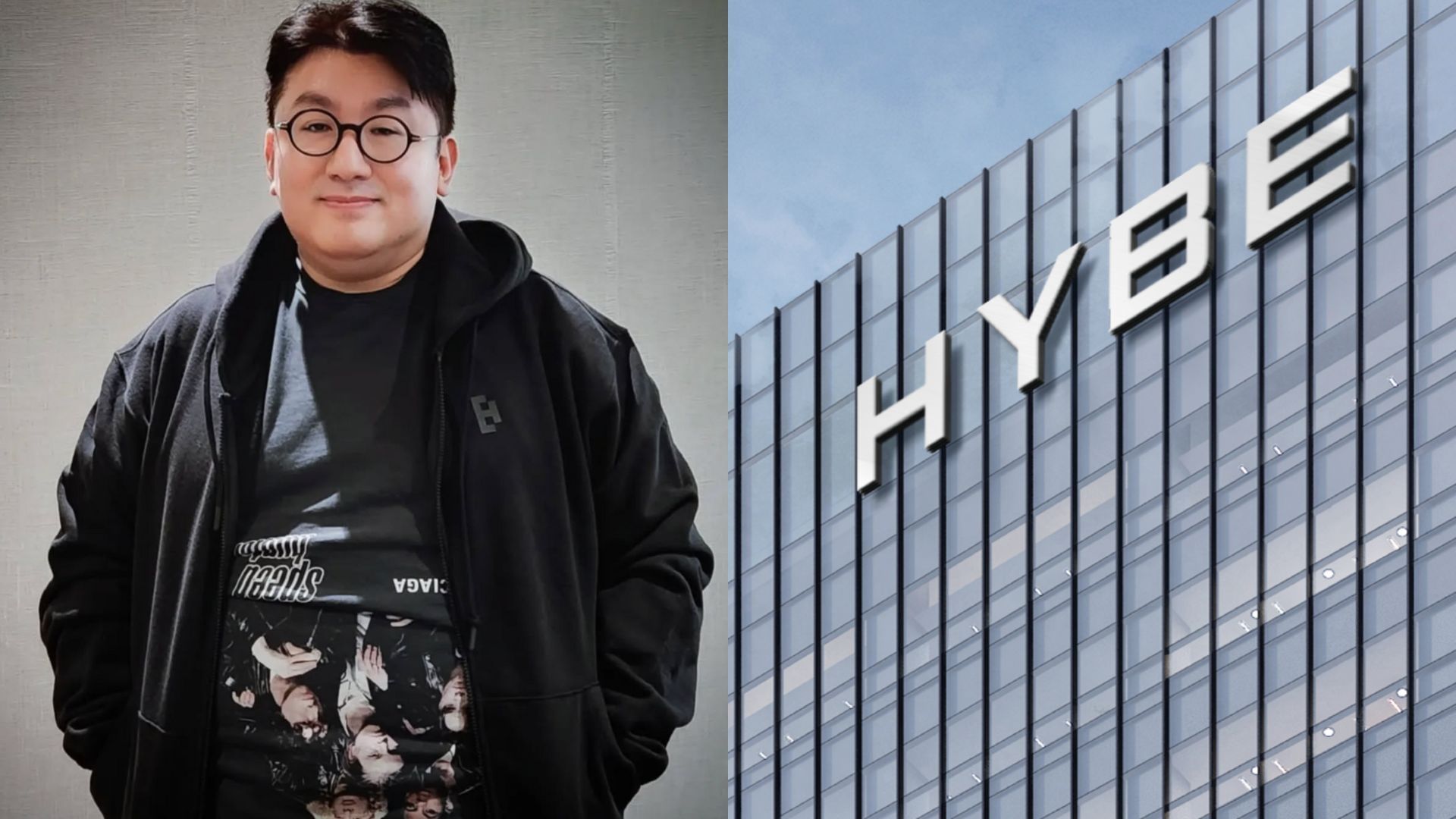 Bang Si-hyuk and HYBE Labels (Image via Instagram/@hitmanb72, HYBE website)