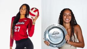 Nebraska Volleyball's Harper Murray reacts as Olivia Babcock set new Pittsburgh Panthers' record with 41 kills
