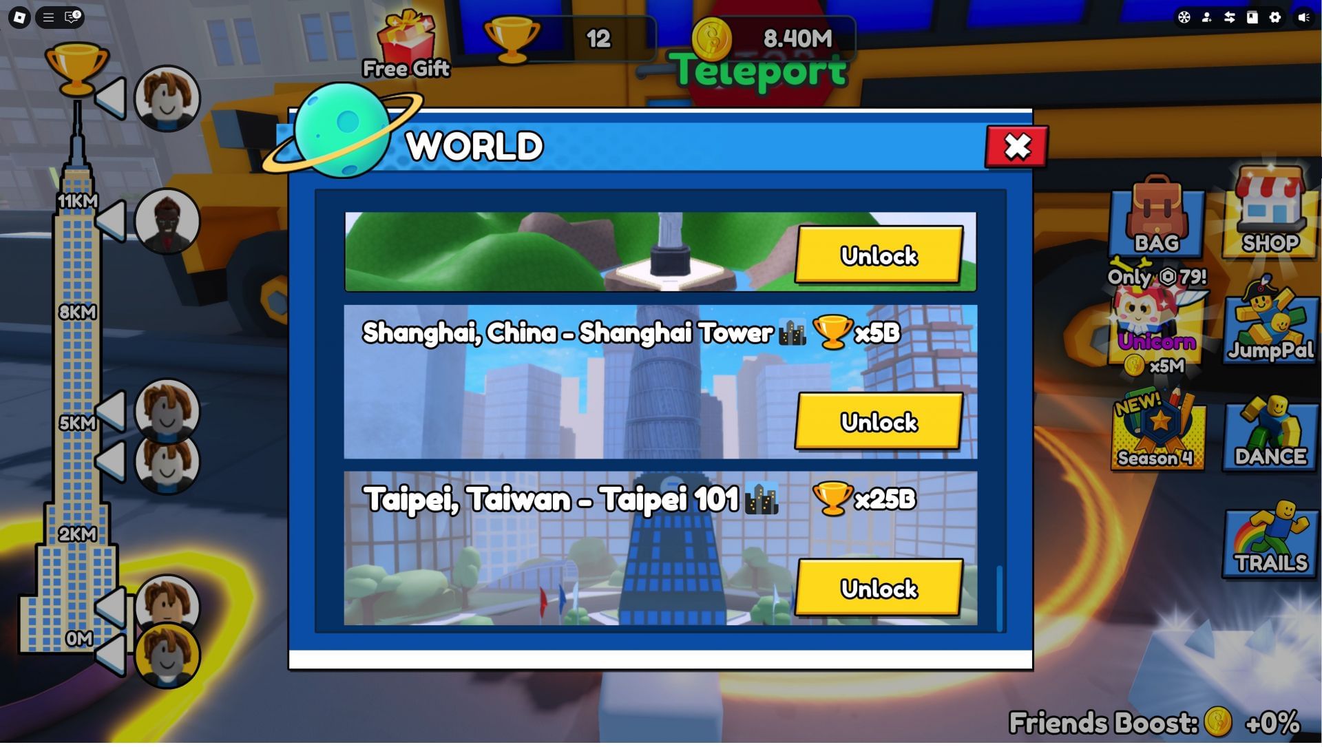You need 25 billion trophies to unlock World 16 in Climb and Jump Tower (Image via Roblox)