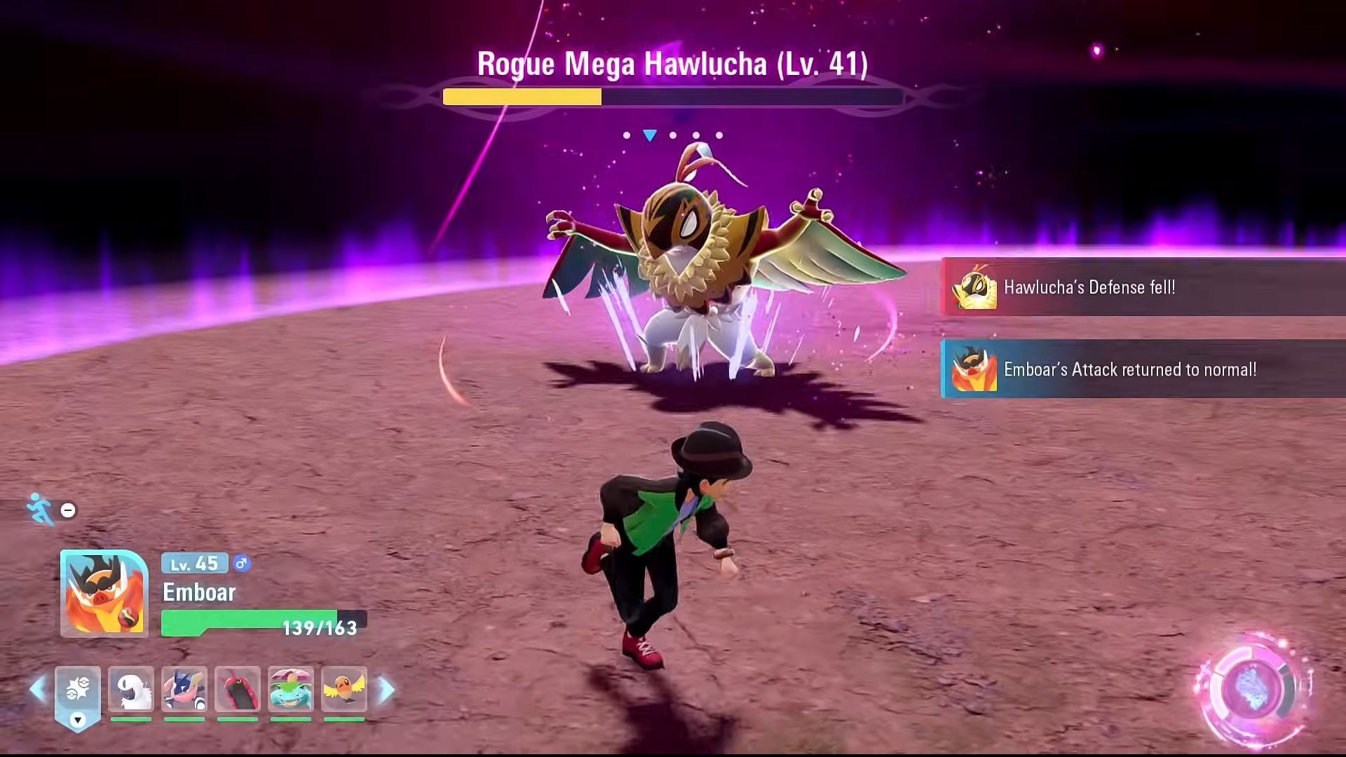 Dodge Mega Hawlucha&#039;s melee attack attempts by strafing away (Image via YouTube/@Mixeli)