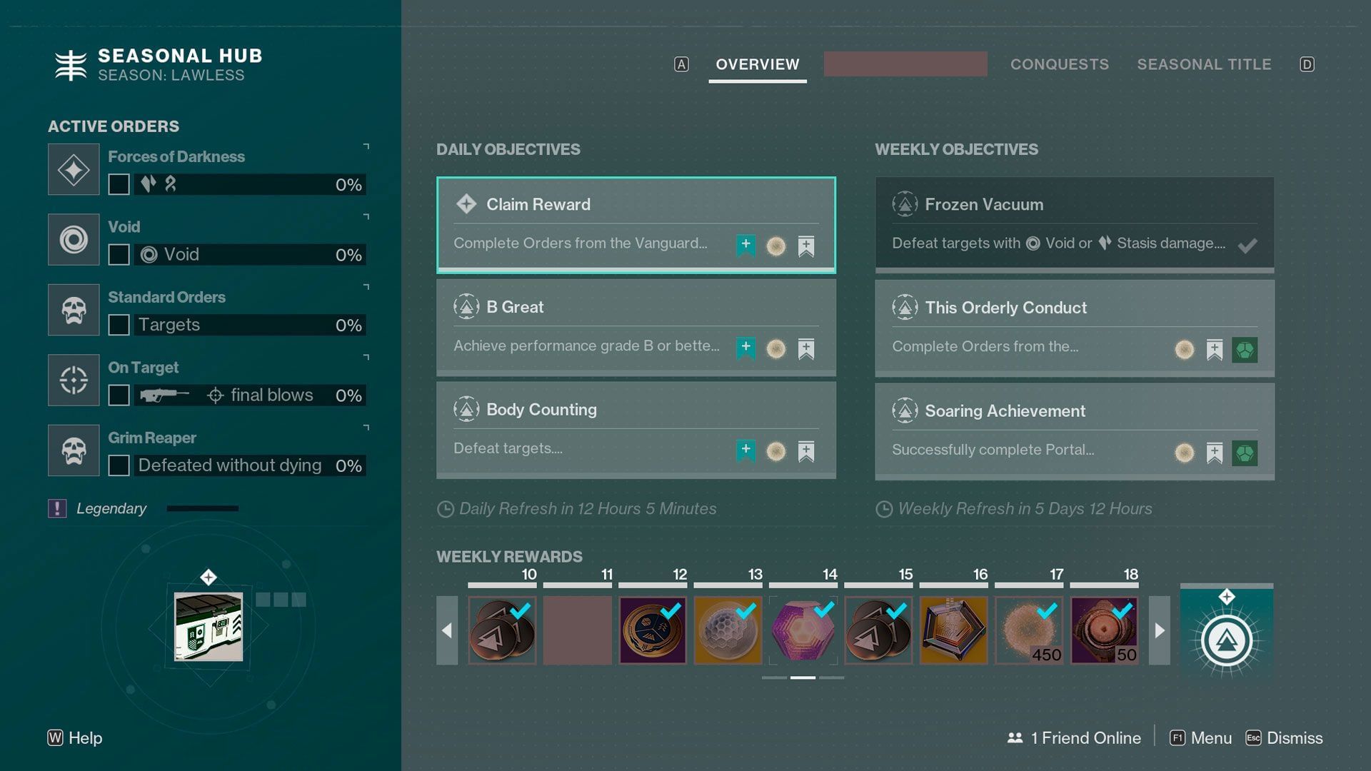 Reworked Seasonal Hub and Active Orders in Destiny 2 (Image via Bungie)