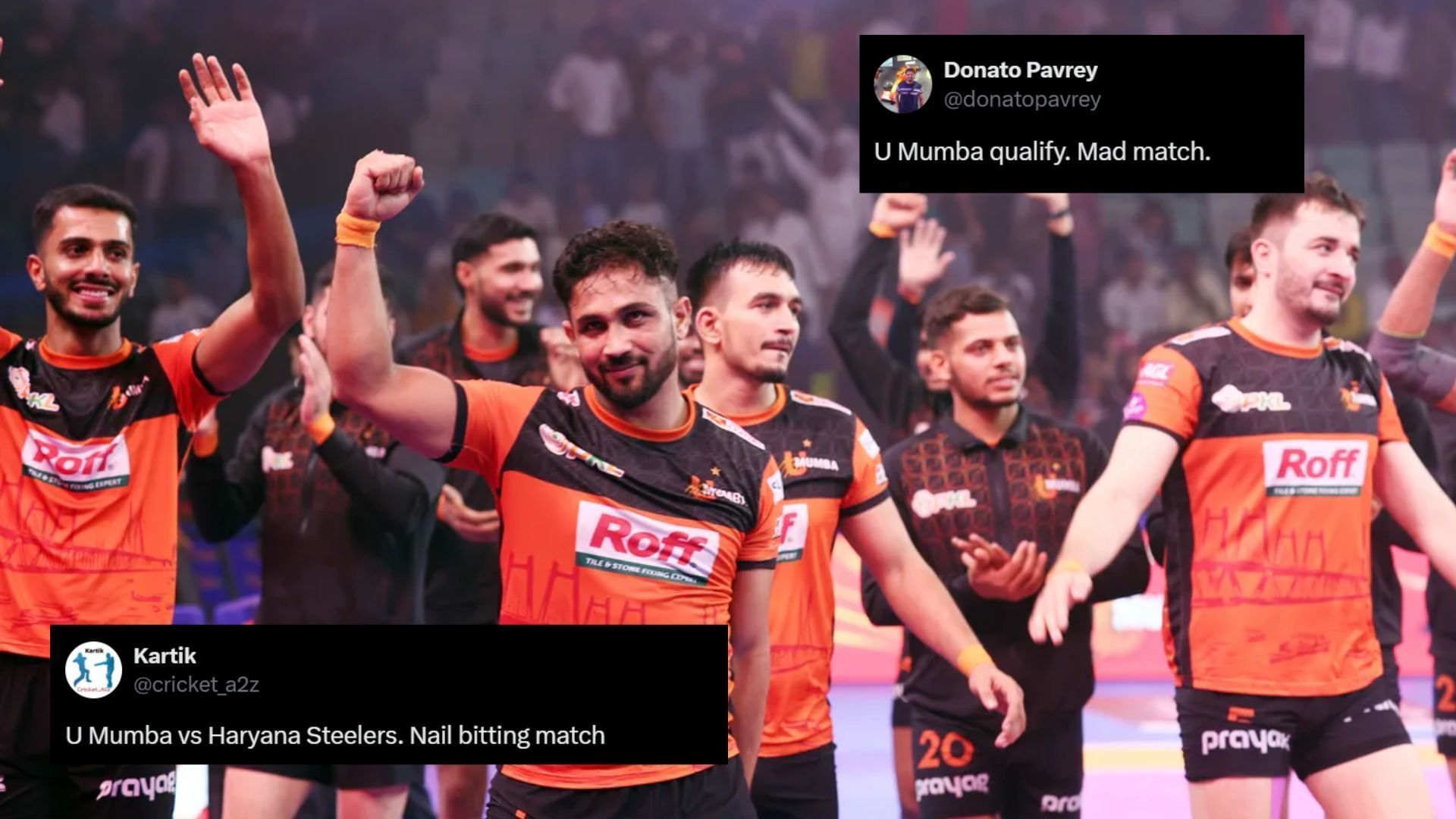 U Mumba qualified for the playoffs (Image Credits: PKL &amp; @cricket_a2z,@donatopavrey/X)