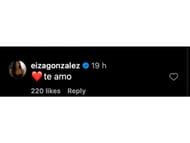 Gonzalez's comment on Instagram.