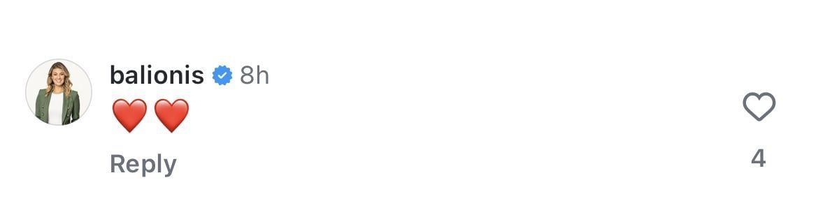 Amanda Balionis&rsquo; comment on Jena Sims&rsquo;s post _ Image via Instagram/@jenamsims