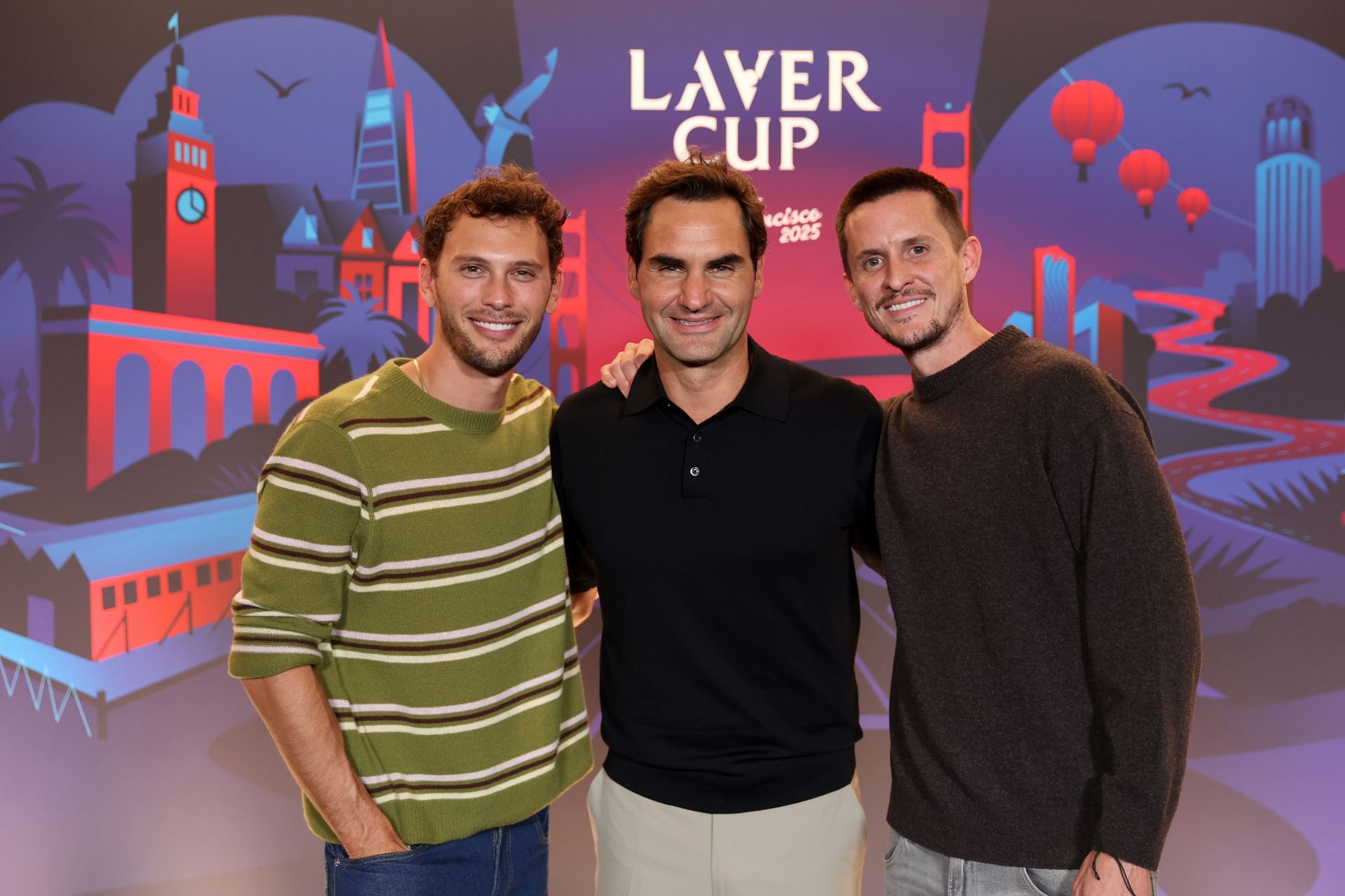 Roger Federer (middle) at the Laver Cup 2025. (Photo: Getty)
