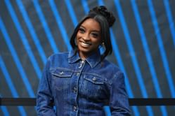 Simone Biles poses with Marshmello as she attends DJ's concert during Las Vegas getaway