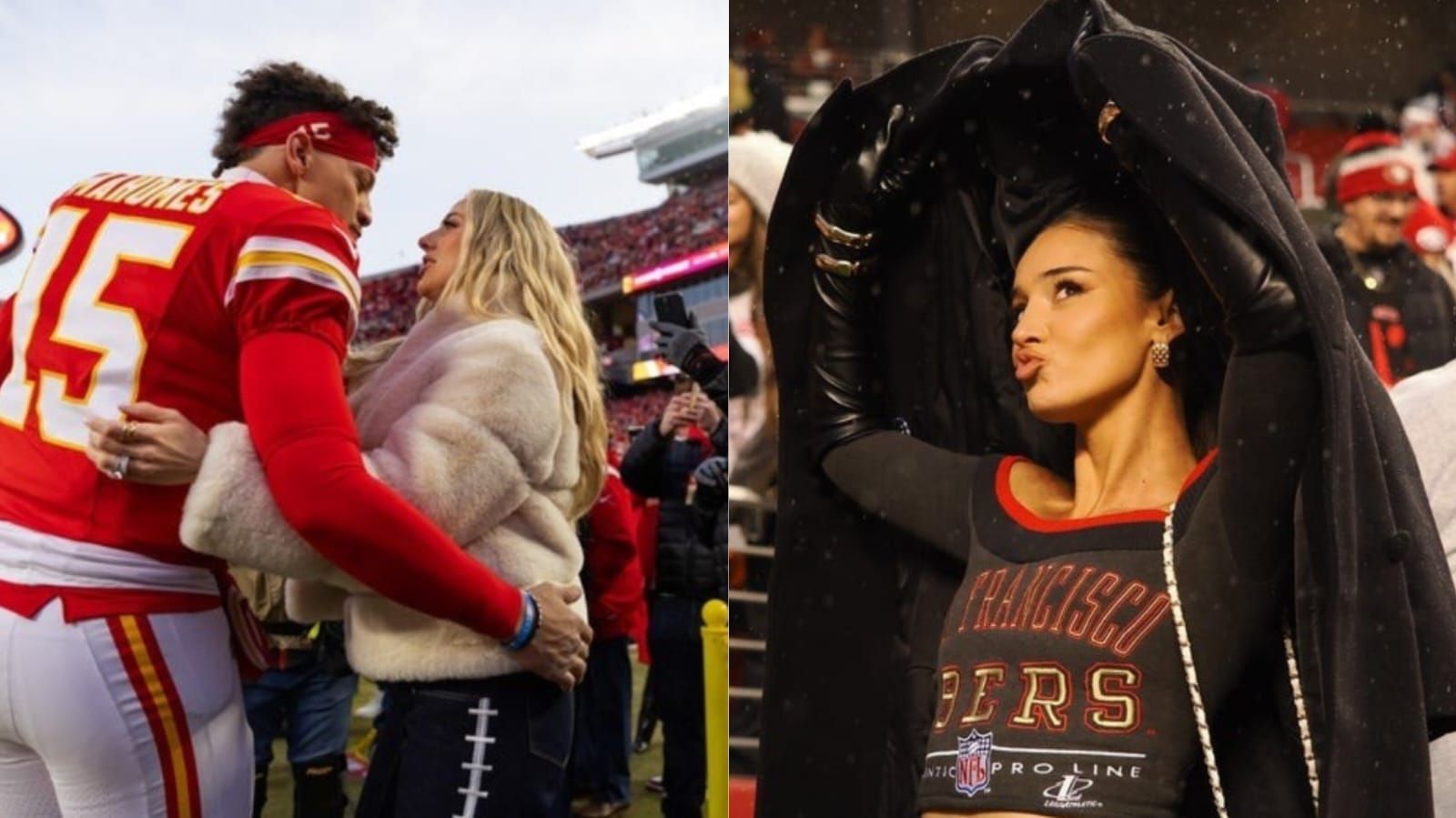Brittany and Patrick Mahomes (L) Kristin Juszczyk (R) Image credit: Imagn 