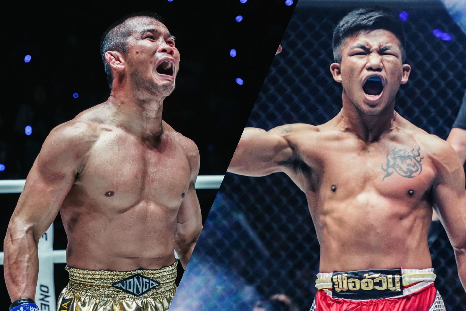 (From left) Muay Thai icons Nong-O Hama and Rodtang Jitmuangnon go toe-to-toe at ONE 173. [Images: ONE Championship]