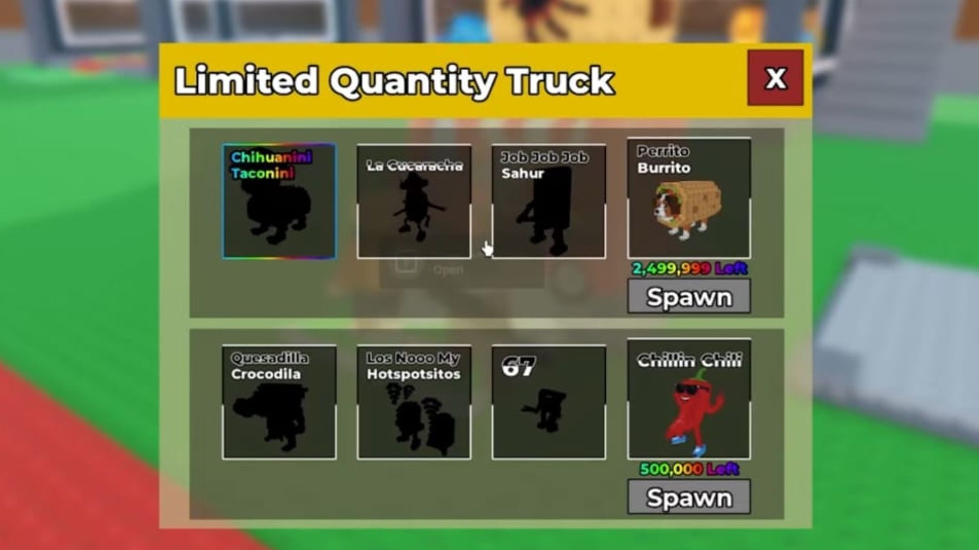 Brainrots that can be obtained from the Limited Quantity Truck (Image via Roblox)
