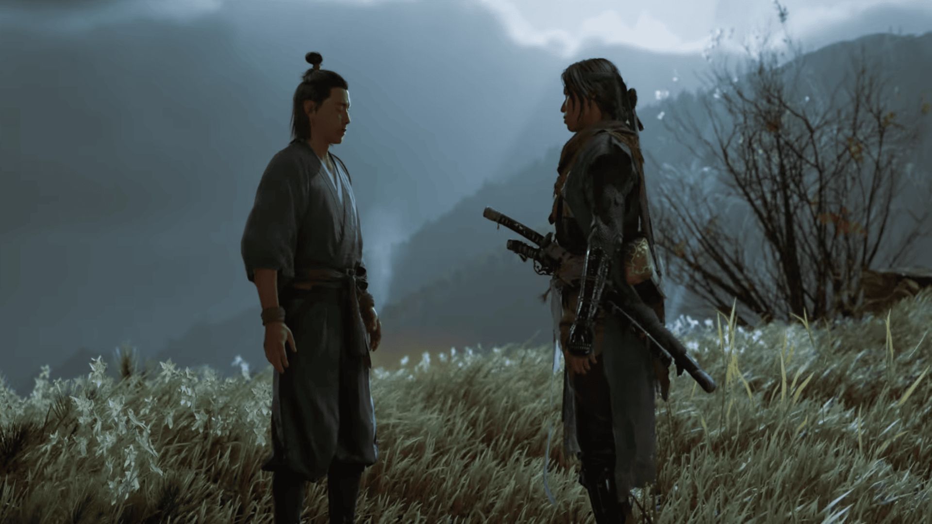 Final cutscene before this quest completes between Atsu and Jubei after escaping the castle (Image via Sucker Punch)