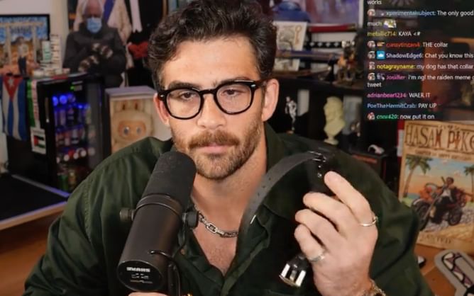 "It has the capacity to vibrate": HasanAbi shows the collar his dog wears amid animal abuse allegations