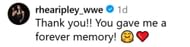 Rhea Ripley comments on Instagram. (Photo: @imjtattoo on IG)