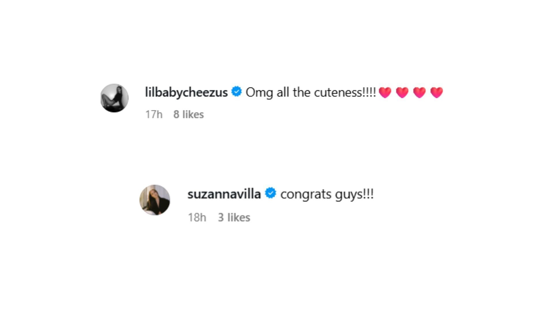 Komentáre manželiek Codyho Bellingera a Alexa Wooda k príspevku Cara (Zdroj: Instagram @caramartinellismith)