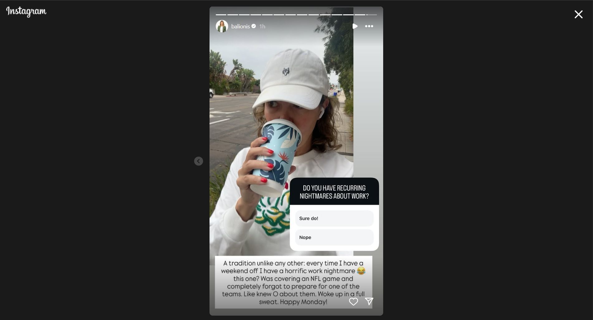 Still taken from Balionis&#039; Instagram story (Image Credit: Instagram @balionis)