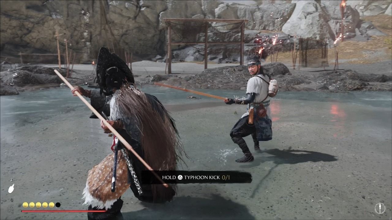 Learning how to typhoon kick (Image via Sportskeeda Gaming || Sucker Punch Productions)