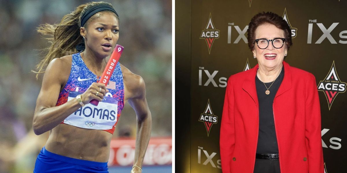 Gabby Thomas and Billie Jean King. (Images by Getty)