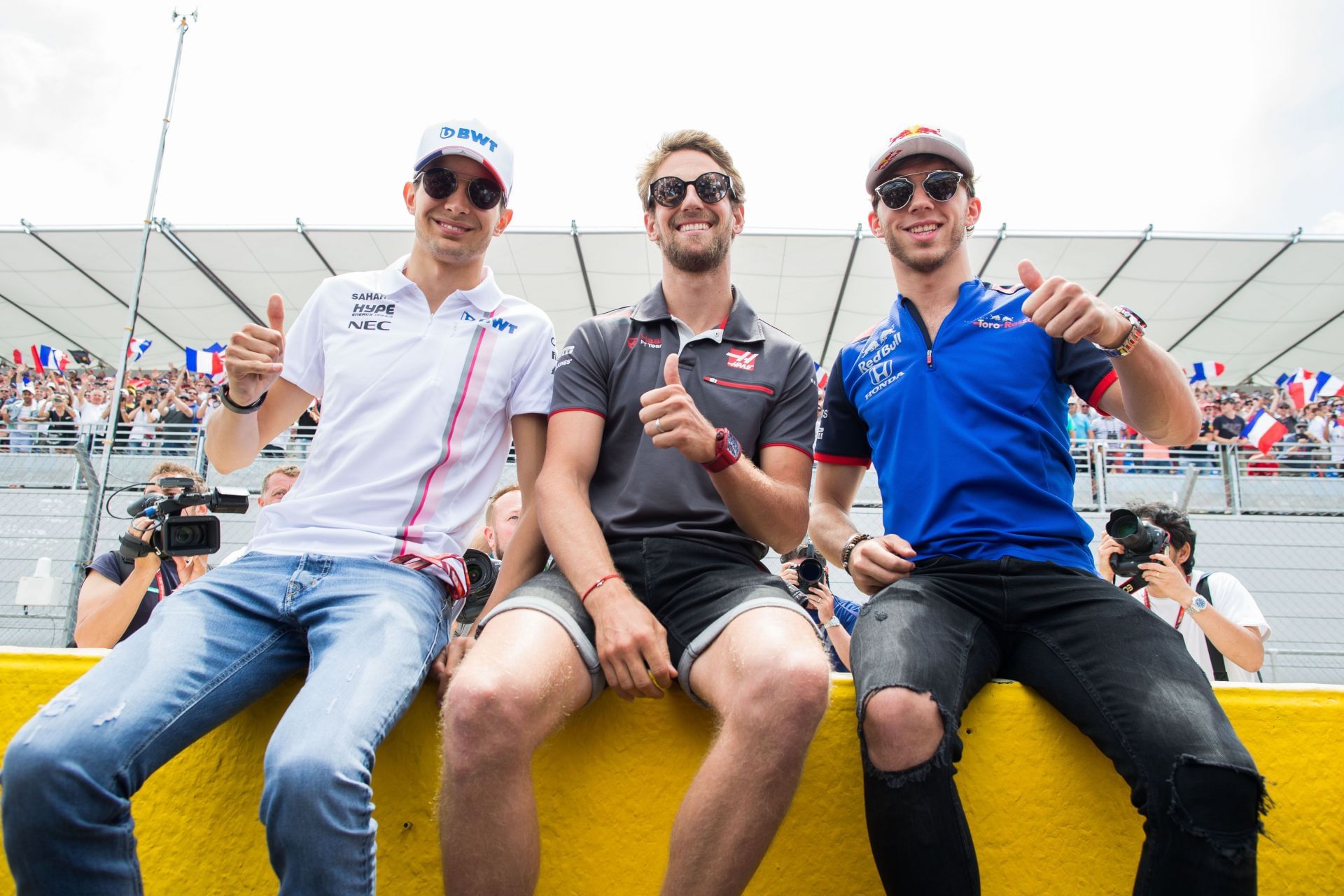Esteban Ocon, Romain Grosjean, and Pierre Gasly at the F1 Grand Prix of France - Source: Getty