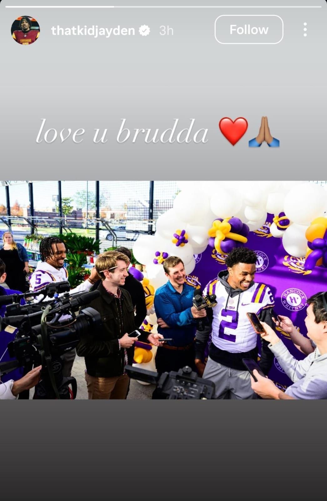 Jayden Daniels&#039; IG story