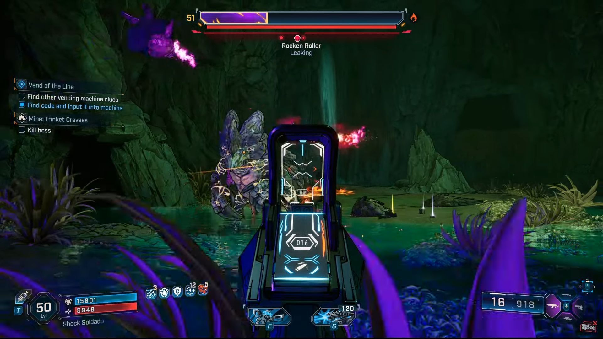 Breaking the shield will enable you to deal damage to the Rocken Roller (Image via Youtube/@WoWQuest)