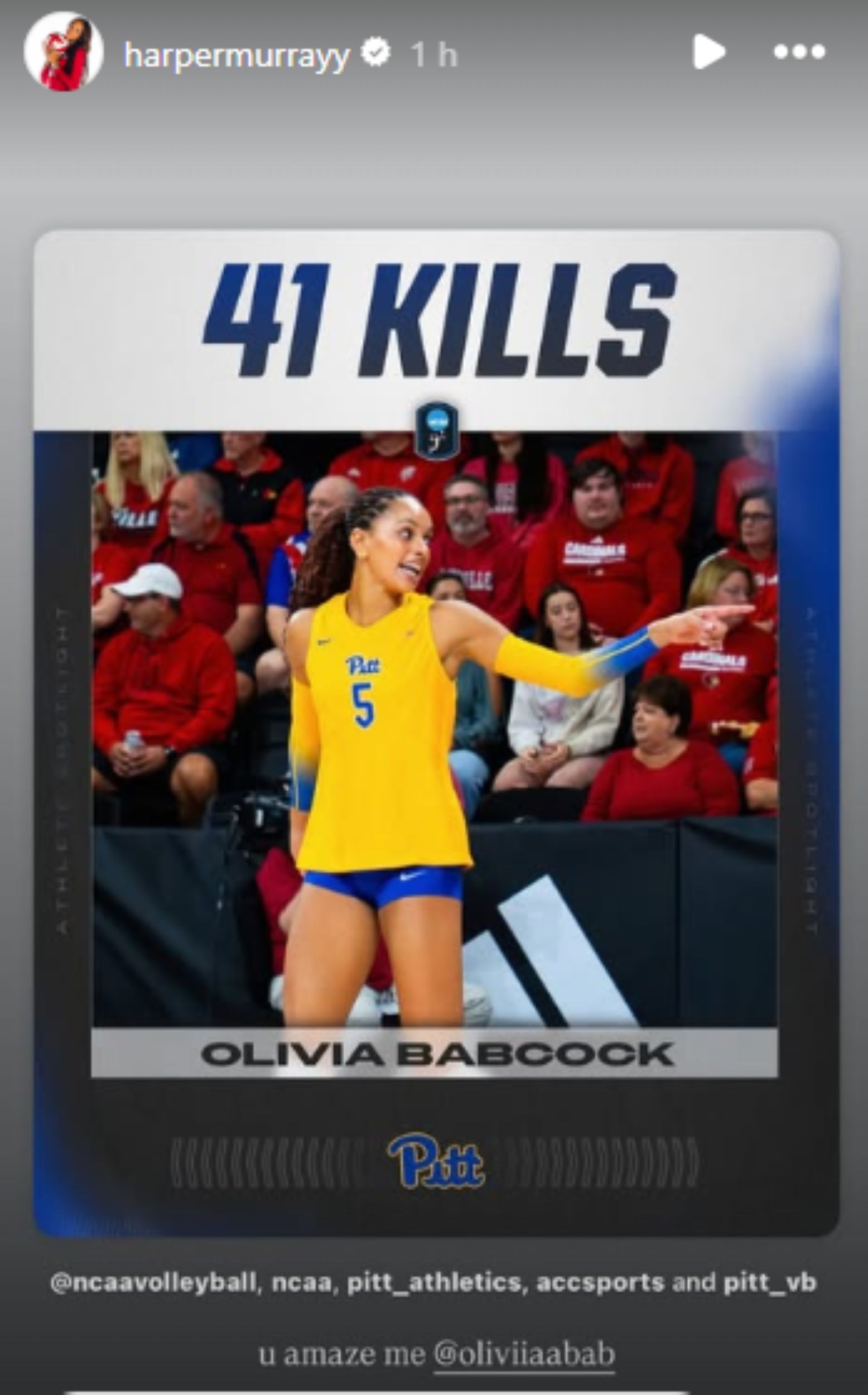 Screengrab of Harper Murray&#039;s Instagram story on Olivia Babcock [Image Source : Harper Murray&#039;s Instagram]