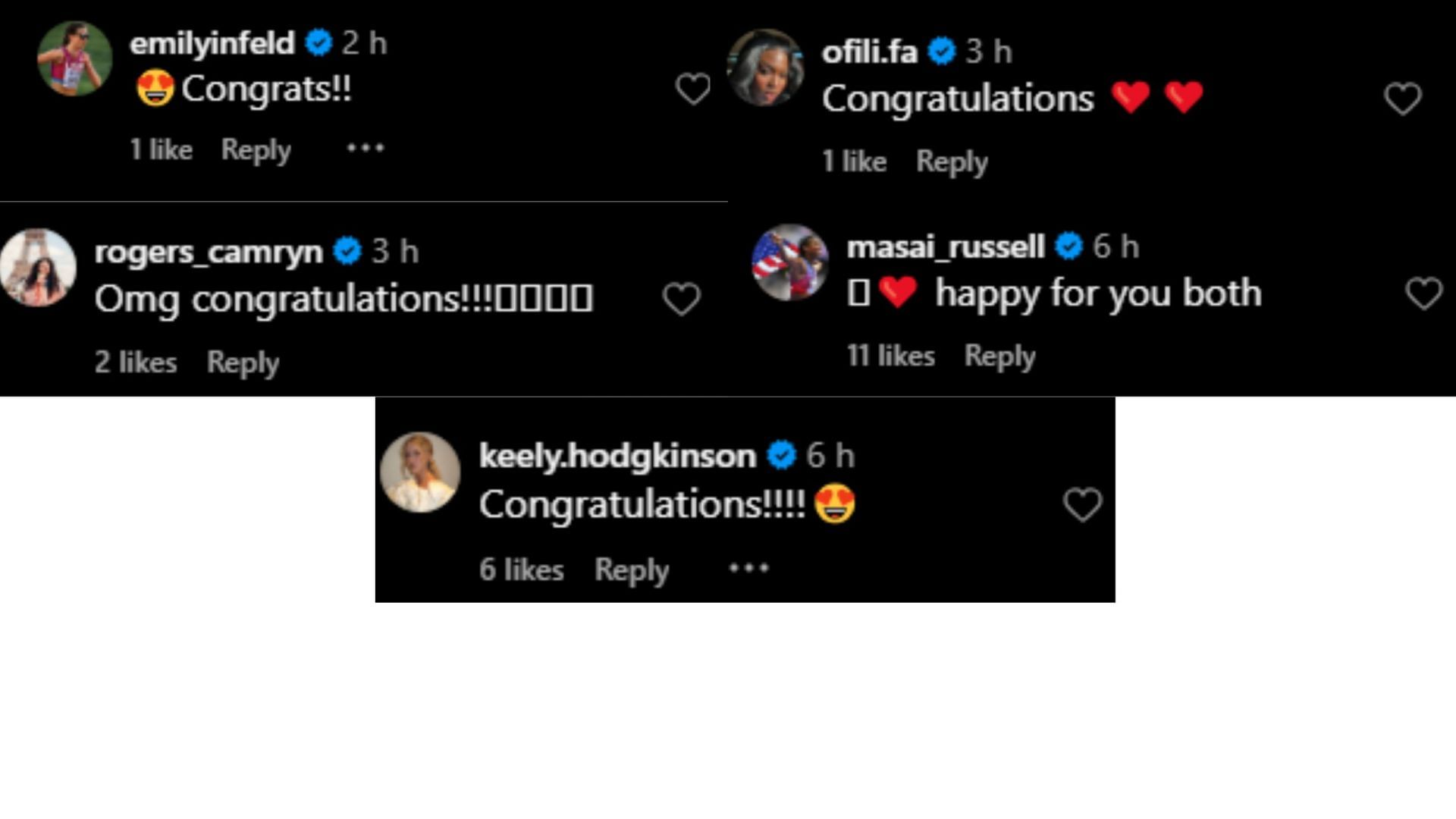Screengrab of reactions on Abby Steiner&#039;s engagement [Image Source : Abby Steiner&#039;s Instagram]