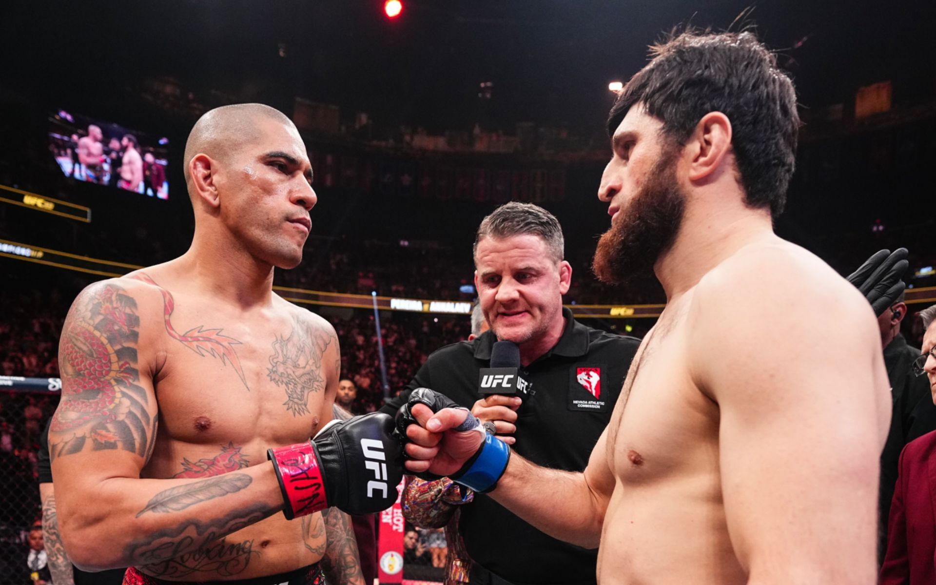 Ex-UFC champ wants to see Alex Pereira (left) and Magomed Ankalaev (right) throw down for a third time. [Image courtesy: Getty Images]