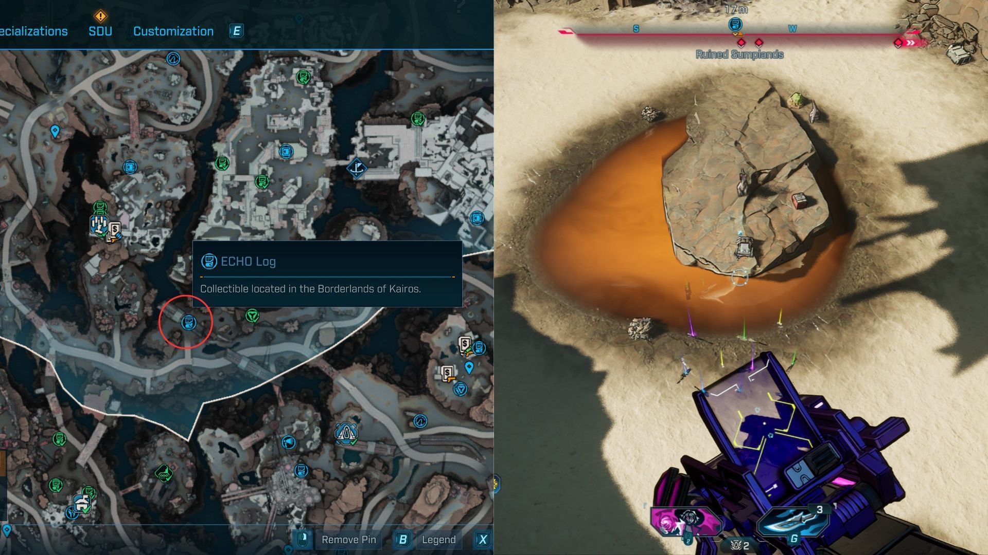 Ruined Sumplands ECHO Log #11 location in Borderlands 4 (Image via 2K)