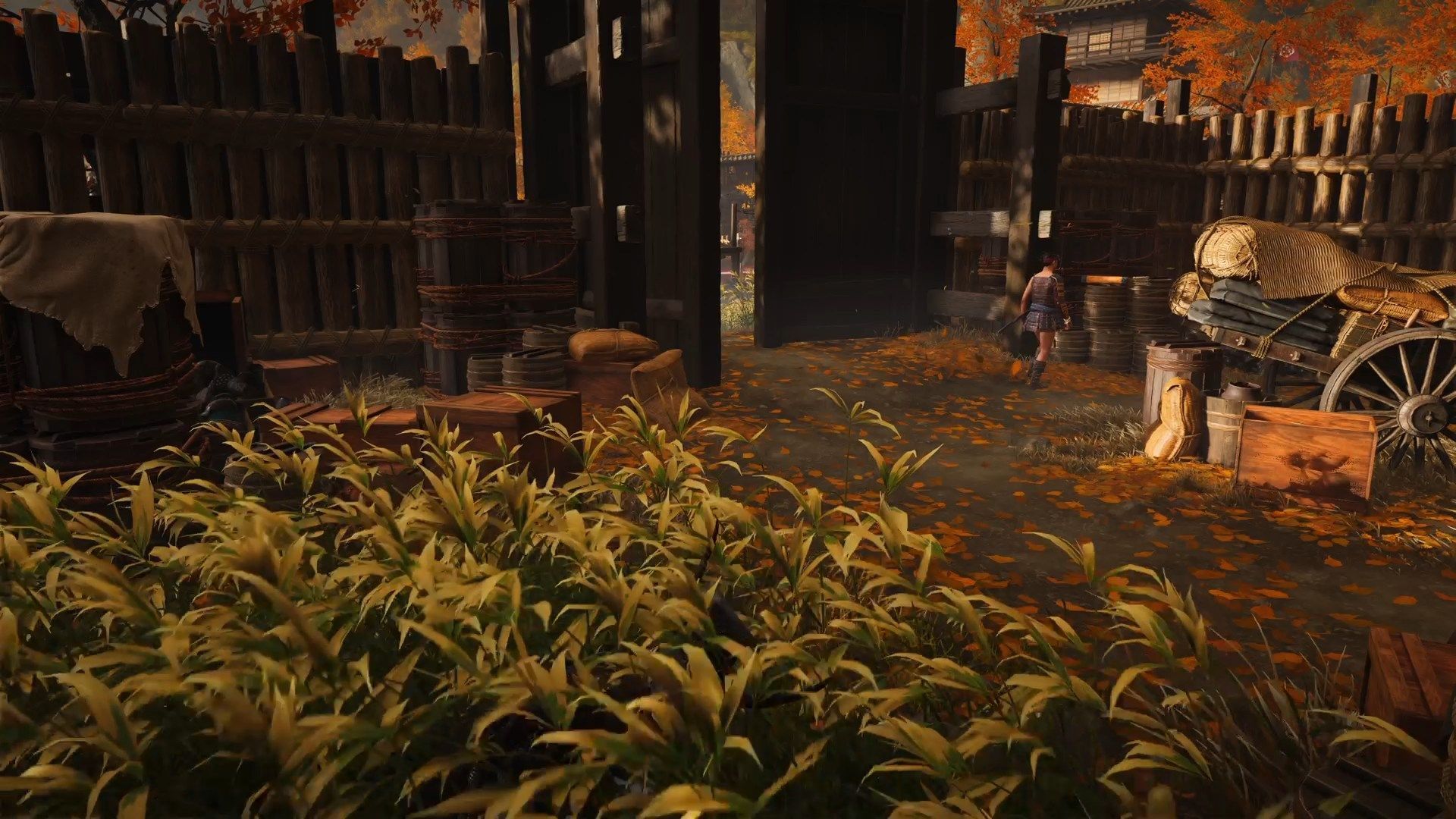 Stealthily avoid the enemy and proceed through the gate (Image via Sucker Punch)