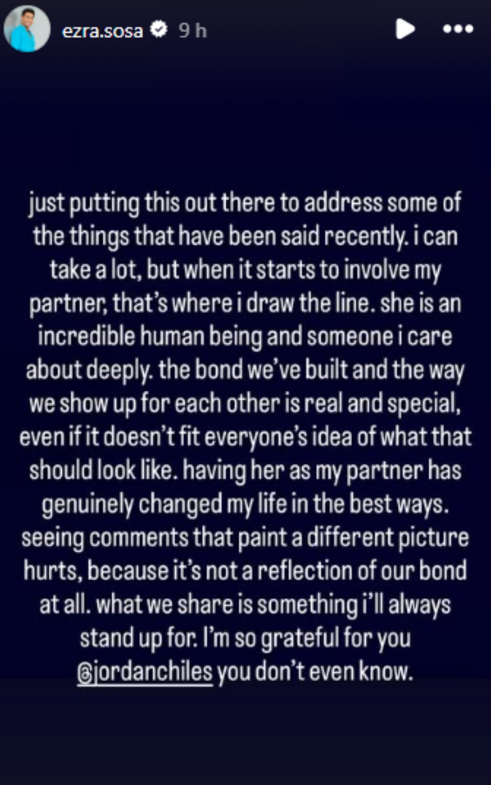 Screengrab of Ezra Sosa&#039;s Instagram story [Image Source : Ezra Sosa&#039;s Instagram]