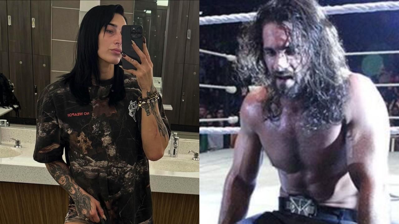 Rhea Ripley and Seth Rollins! (Images from WWE.com)