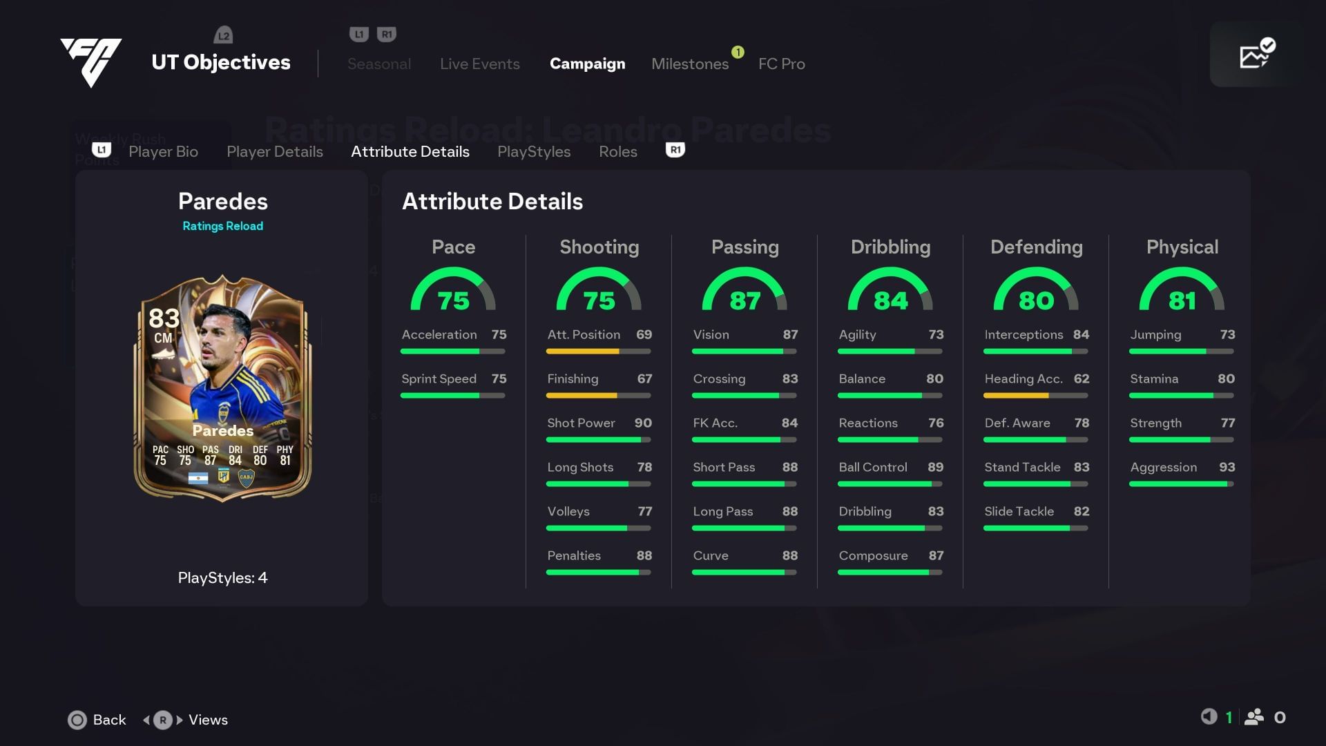 The stats (Image via EA Sports)
