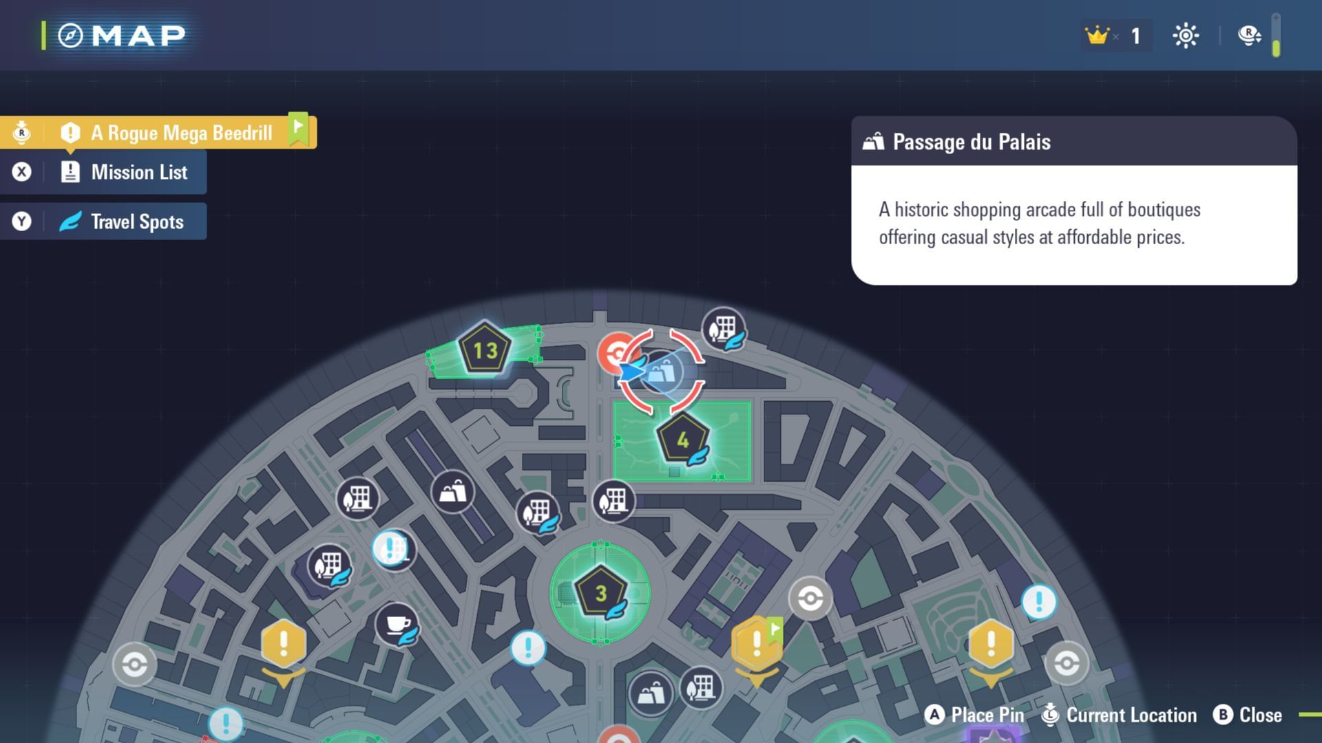 Passage du Palais&#039;s location on the map (Image via The Pokemon Company)