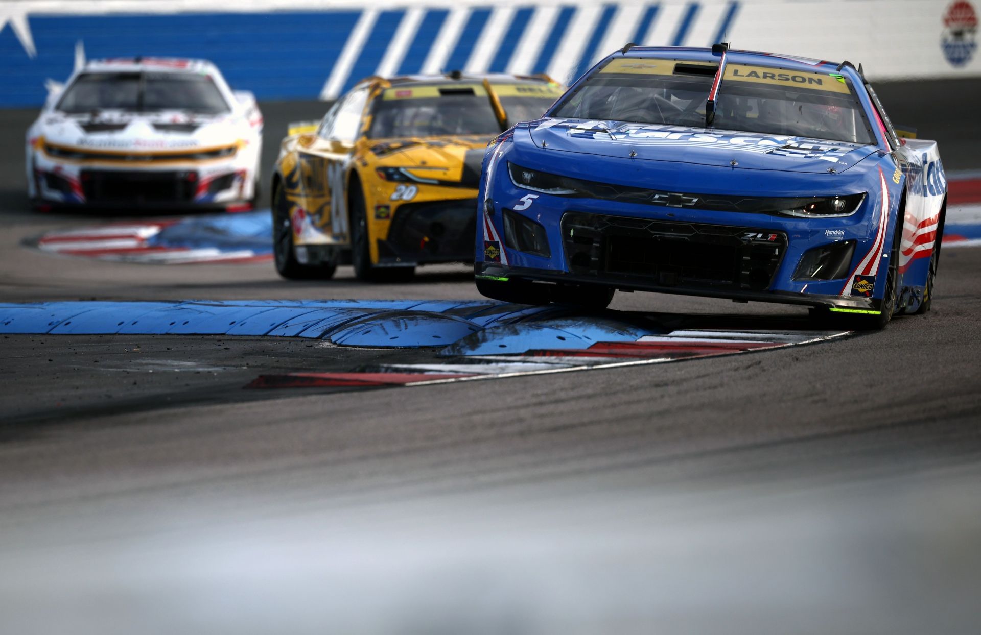 Kyle Larson (5), Christopher Bell (20), and Shane van Gisbergen (88) at Charlotte Roval. Source: Getty