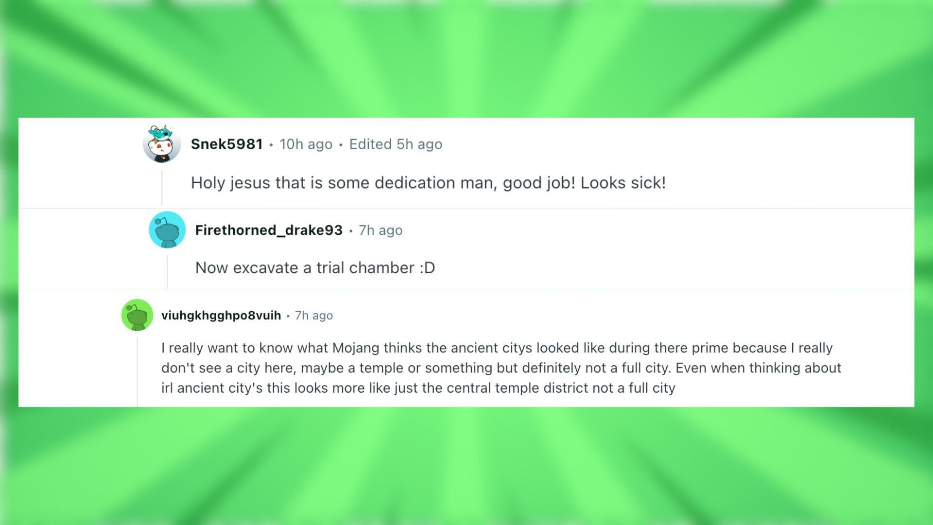 Redditors talk about the excavated ancient city in Minecraft (Image via Reddit)
