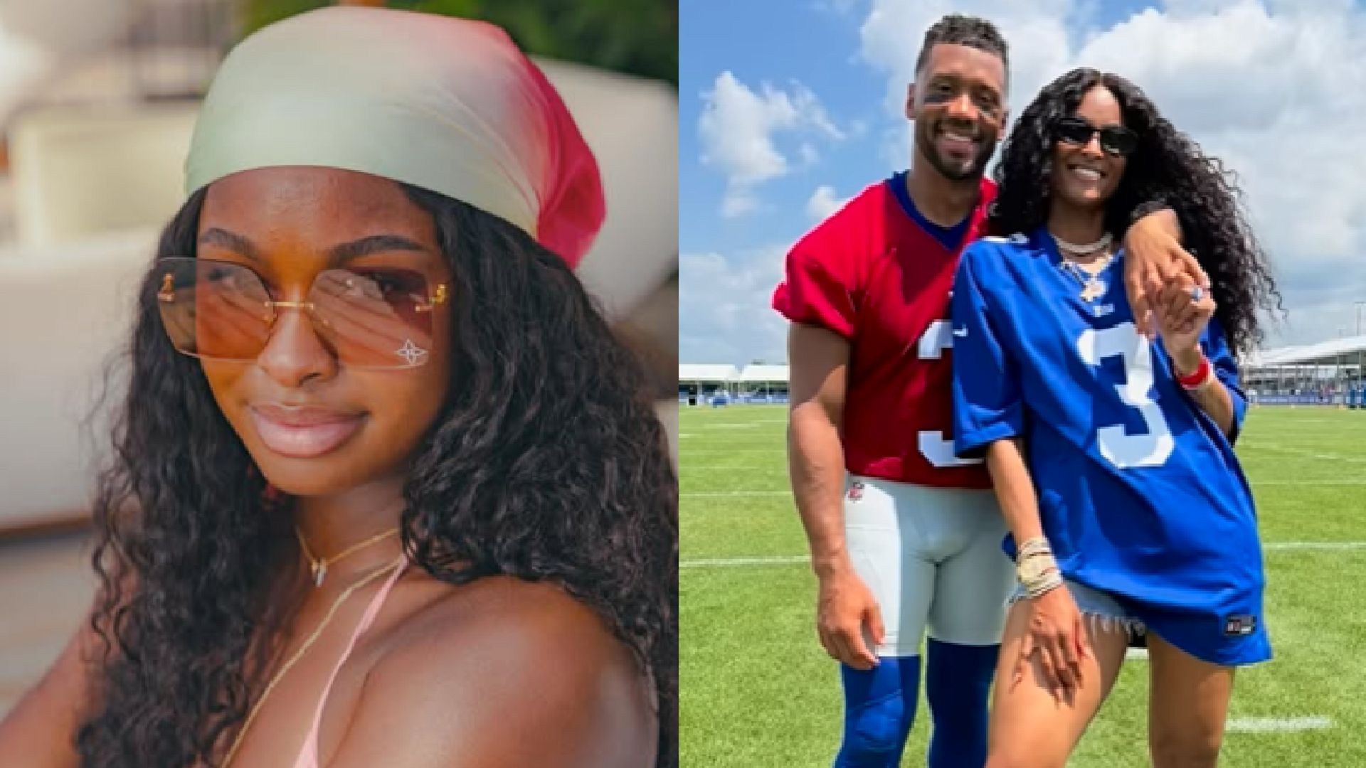 An image of Coco Jones, Russell Wilson, and Ciara