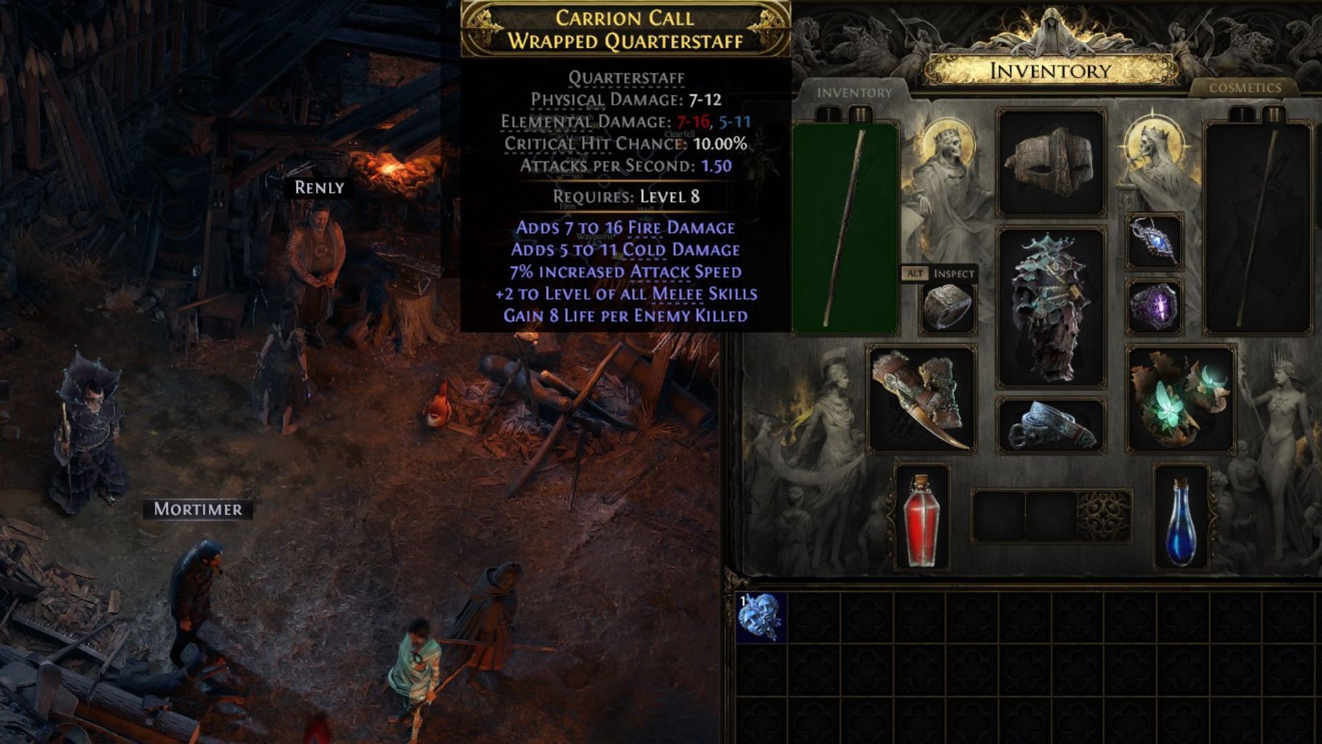 Weapons with an increased level of melee skill will be helpful throughout the campaign (Image via Grinding Gear Games)