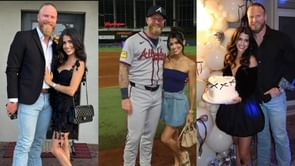 Jake Fraley's wife Angelica strikes a pose in red and white striped bikini during a relaxed beach outing with the Braves outfielder