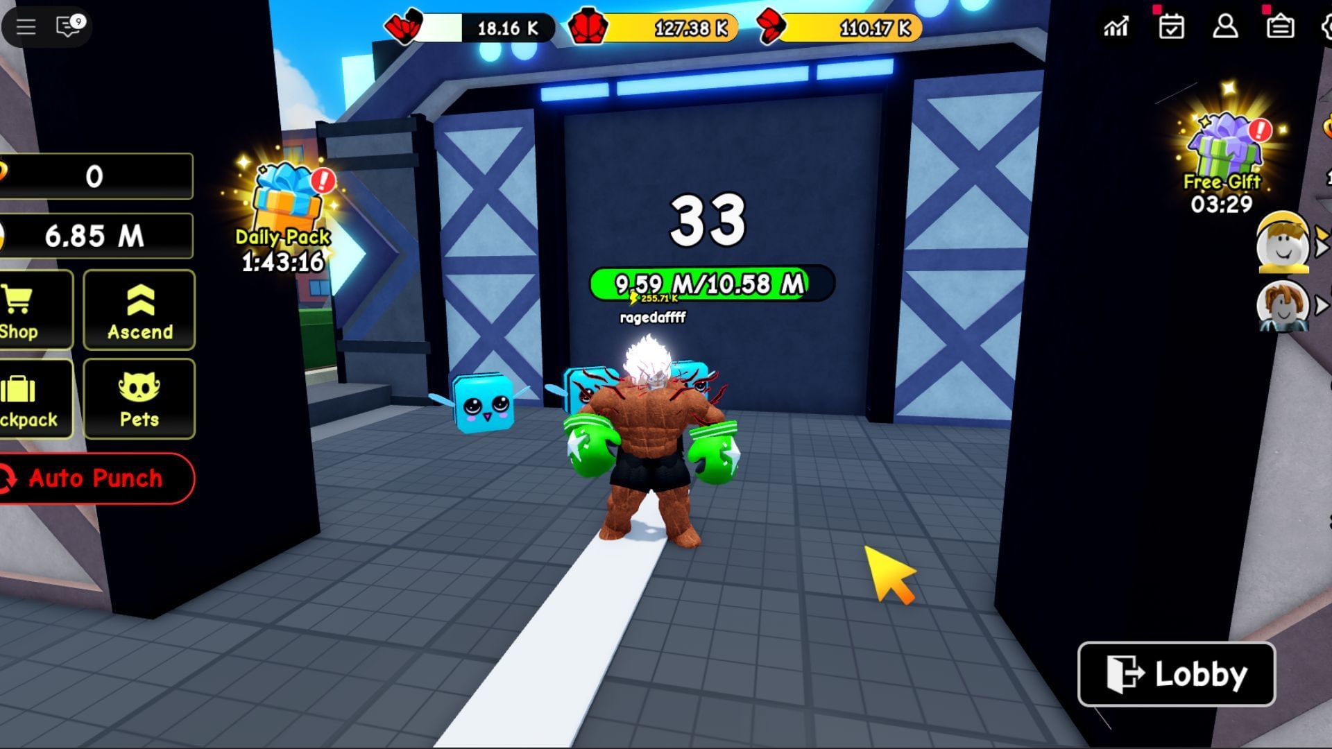 By breaking walls, players can obtain exp and coins (Image via Roblox)