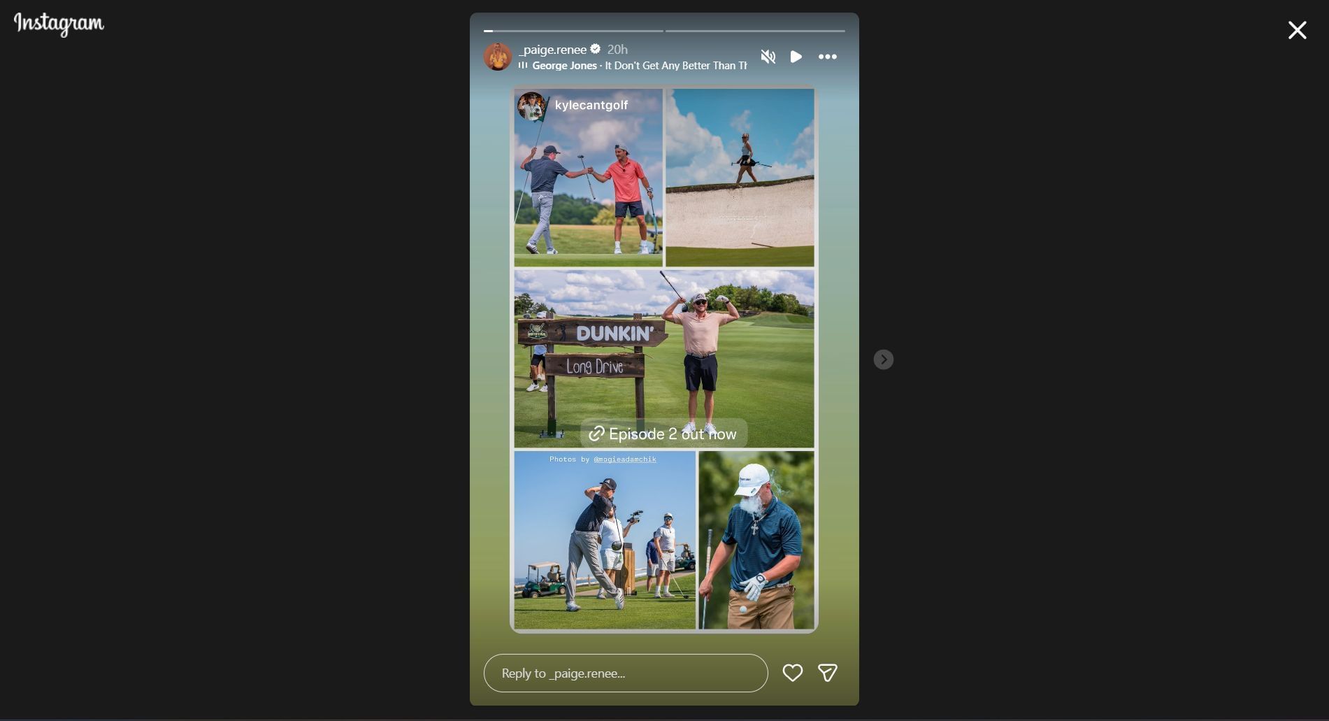 Still taken from Spiranac's Instagram story (Image Credit: Instagram @_paige.renee)