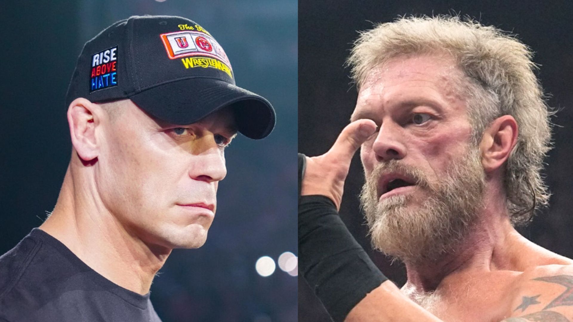 John Cena (left) and Adam Copeland (right) (Images via WWE.com and AEW Facebook) 