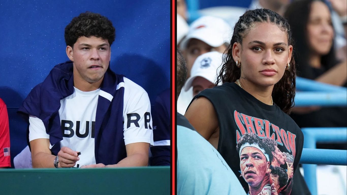 Ben Shelton(left) and his girlfriend and soccer star Trinity Rodman(right). Images:Getty