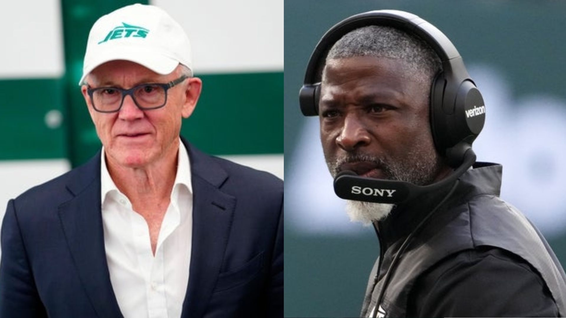 Jets owner Woody Johnson and Jets head coach Aaron Glenn (Source: Imagn)