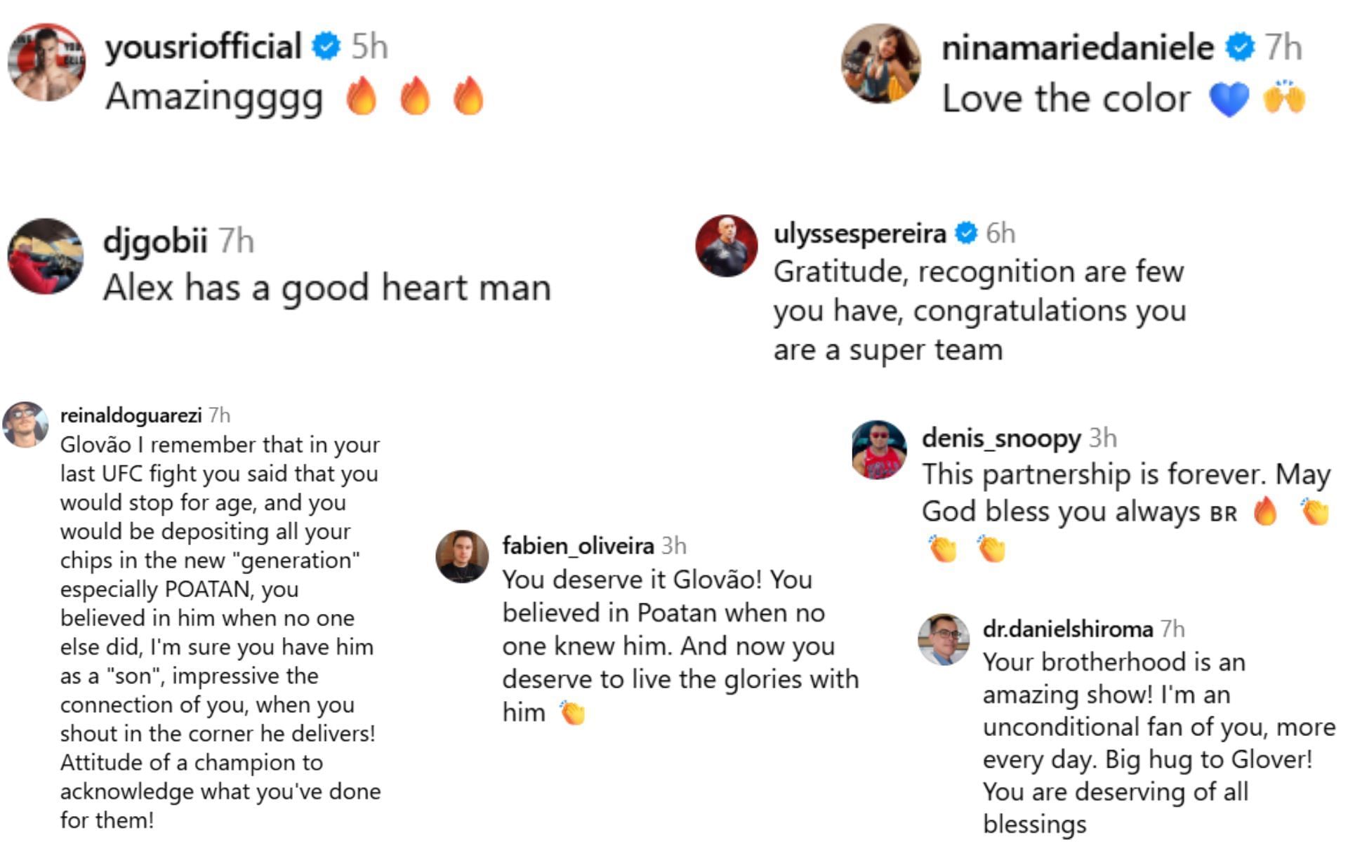 Fan reactions [Screenshots courtesy: @gloverteixeira on Instagram]