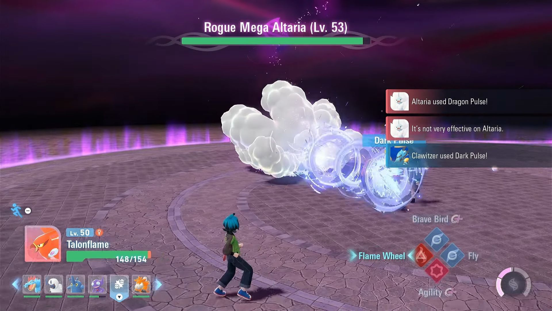Move away to evade the Dragon Pulse (Image via The Pokemon Company || YouTube/@ZaFrostPet)